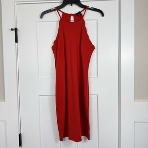 Free Press Clothing Scalloped Edge Keyhole Neckline Orange Women’s Size Medium